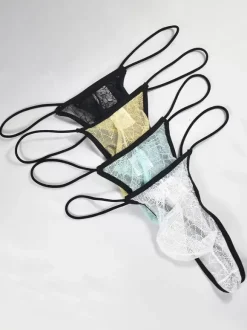 Men's Briefs Solid Spider Web Pattern Nylon