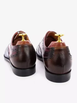 Mens Brogue Dress Shoes Lace Up Genuine Leather Color Block Oxfords