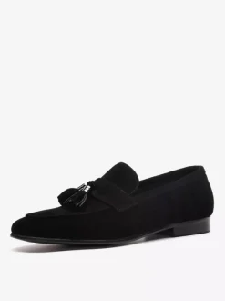 Men's Brown Loafers Tassel Round Toe Micro Suede Loafer Shoes