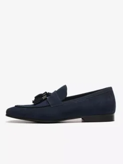 Men's Brown Loafers Tassel Round Toe Micro Suede Loafer Shoes