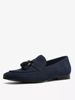 Men's Brown Loafers Tassel Round Toe Micro Suede Loafer Shoes