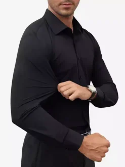 Men's Business Casual Long-Sleeved Stretch Shirts Solid Color Shirts
