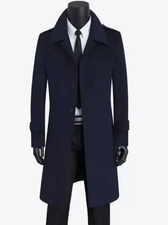 Men's Camel Chic Slim Fit Long Slim Fit Coats