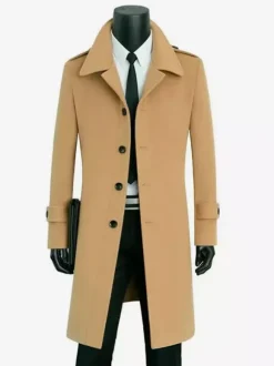 Men's Camel Chic Slim Fit Long Slim Fit Coats
