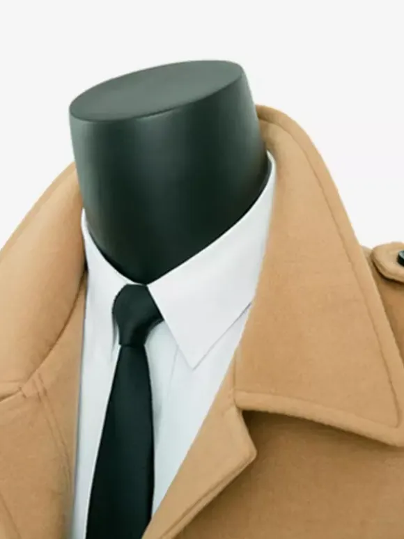 Men's Camel Chic Slim Fit Long Slim Fit Coats