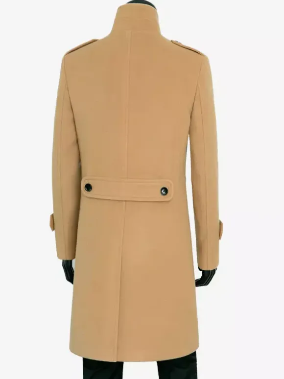 Men's Camel Chic Slim Fit Long Slim Fit Coats