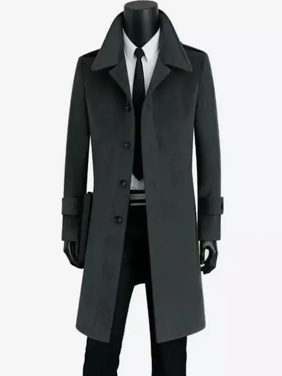 Men's Camel Chic Slim Fit Long Slim Fit Coats