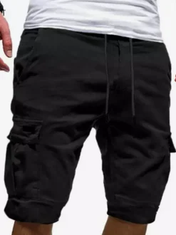 Men's Cargo Shorts Drawstring Waist Summer Casual Outdoor Shorts With Pockets