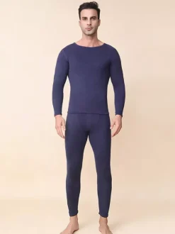 Men’s Cashmere Mulberry Silk Thermal Underwear Set Skin Friendly Breathable Heat Retaining Long Johns