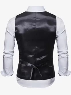 Men's Casual Double Breasted Vest Stamping Printing Sleeveless Jacket
