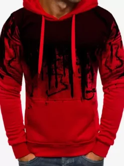 Men's Casual Red and Black Sweatshirt Long-Sleeved Hoodie and Pants