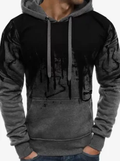 Men's Casual Red and Black Sweatshirt Long-Sleeved Hoodie and Pants