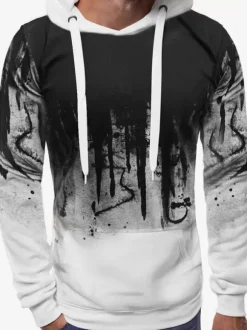 Men's Casual Red and Black Sweatshirt Long-Sleeved Hoodie and Pants