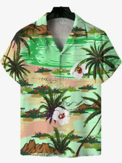 Men's Casual Shirt Casual Printed Yellow Men's Shirts