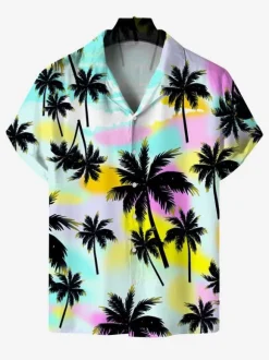 Men's Casual Shirt Casual Printed Yellow Men's Shirts