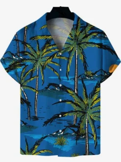 Men's Casual Shirt Casual Printed Yellow Men's Shirts
