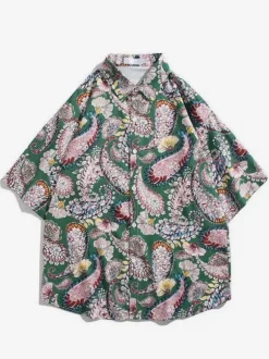 Men's Casual Shirt Chic Printed Green Men's Shirts