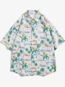 Men's Casual Shirt Chic Printed Green Men's Shirts