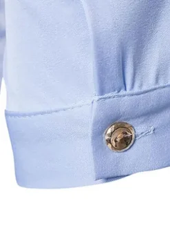 Men's Casual Shirt Stand Collar Casual Geometric Light Sky Blue Men's Shirts