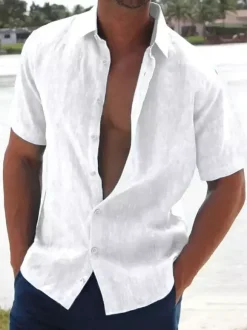 Men's Casual Shirts Turndown Collar Short Sleeve Summer Beach Shirts