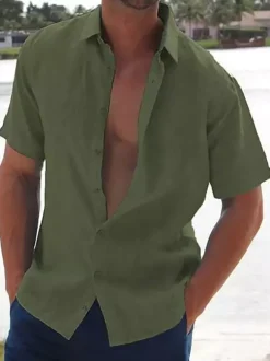 Men's Casual Shirts Turndown Collar Short Sleeve Summer Beach Shirts