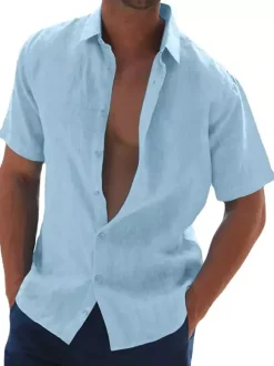 Men's Casual Shirts Turndown Collar Short Sleeve Summer Beach Shirts
