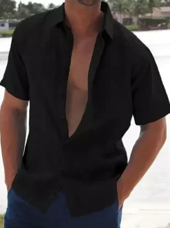 Men's Casual Shirts Turndown Collar Short Sleeve Summer Beach Shirts