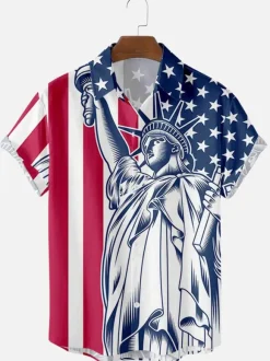 Men's Casual Shirt Turndown Collar Casual Cuffed Printed Nude Men's Shirts