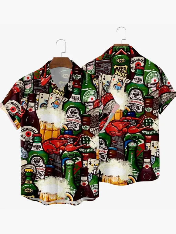 Men's Casual Shirt Turndown Collar Casual Cuffed Printed Nude Men's Shirts
