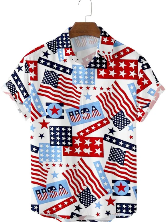 Men's Casual Shirt Turndown Collar Casual Cuffed Printed Nude Men's Shirts