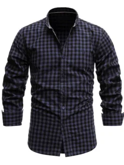 Men's Casual Shirt Turndown Collar Chic Plaid Red Men's Shirts