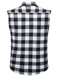 Men's Casual Shirt Turndown Collar Casual Plaid Red Men's Shirts