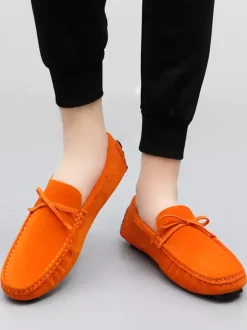 Men's Casual Shoes Suede Bow Slip On Driving Shoes