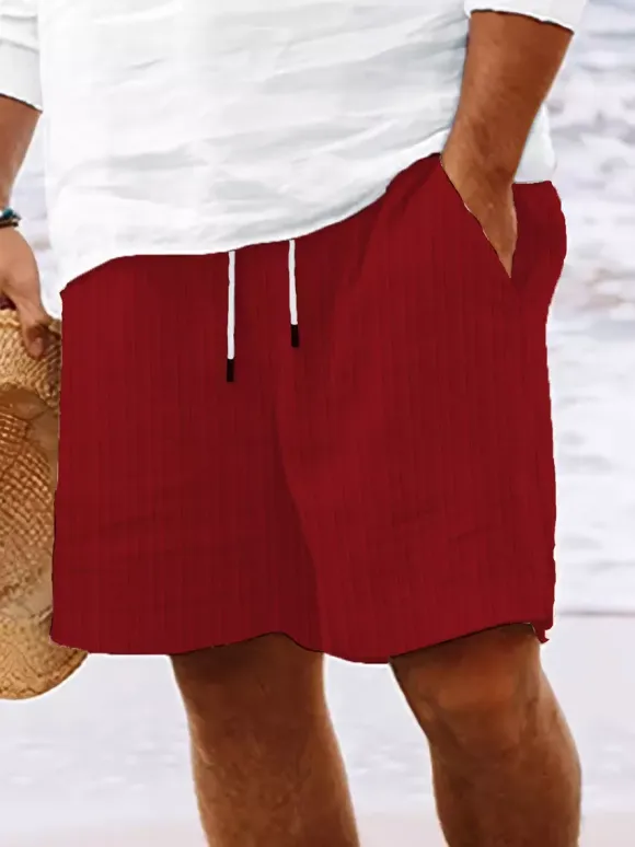 Men's Casual Shorts Drawstring Waist Lightweight Summer Beach Shorts