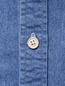 Men's Casual Solid Color Long-Sleeved Shirt Slim Fit Denim Shirt
