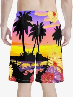 Men's Casual Tropical Print Shorts Hawaii Vacation Pants