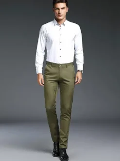 Men's Casual Trousers Slim Fit Fashion Straight Formal Wear Plus Velvet Thickened Trousers