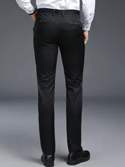Men's Casual Trousers Slim Fit Fashion Straight Formal Wear Plus Velvet Thickened Trousers