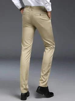 Men's Casual Trousers Slim Fit Fashion Straight Formal Wear Plus Velvet Thickened Trousers