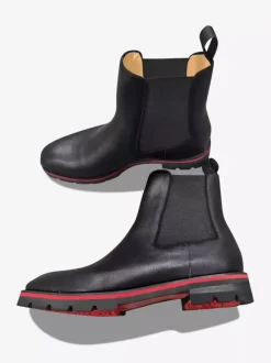 Men's Chelsea Boots Black Round Toe Central Stitching Lug Sole Ankle Prom Boots