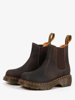 Men'sChelsea Boots Coffee Brown Cowhide Round Toe Slip On Short Retro Boots
