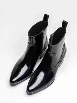 Men's Chelsea Boots Cowhide Chic Black Ankle Short Boots