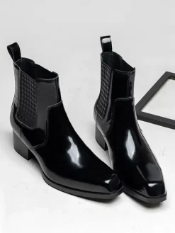 Men's Chelsea Boots Cowhide Chic Black Ankle Short Boots