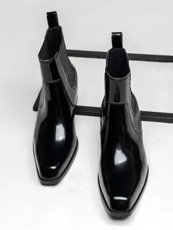 Men's Chelsea Boots Cowhide Chic Black Ankle Short Boots