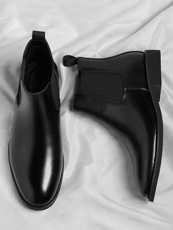 Mens Chelsea Boots Low Heel Pointed Toe Short Boots With Gradient Color Tip