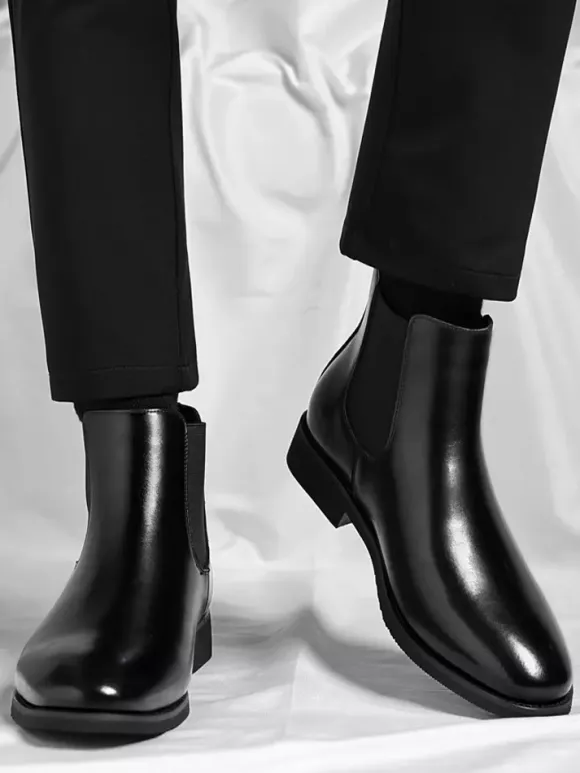 Mens Chelsea Boots Low Heel Pointed Toe Short Boots With Gradient Color Tip
