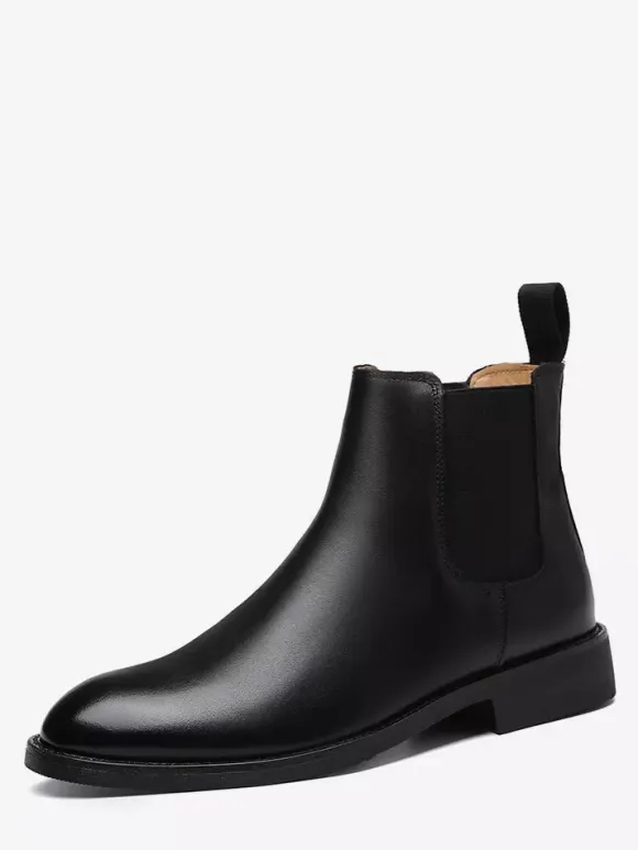 Mens Chelsea Boots Low Heel Suede Leather Pointed Toe Ankle Boots In 5 Colors