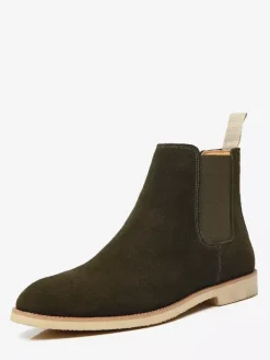 Mens Chelsea Boots Low Heel Suede Leather Pointed Toe Ankle Boots In 5 Colors