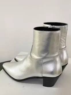 Men's Chelsea Boots Silver Pointed Toe Ankle Prom Wedding Boots