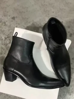 Men's Chelsea Boots Silver Pointed Toe Ankle Prom Wedding Boots